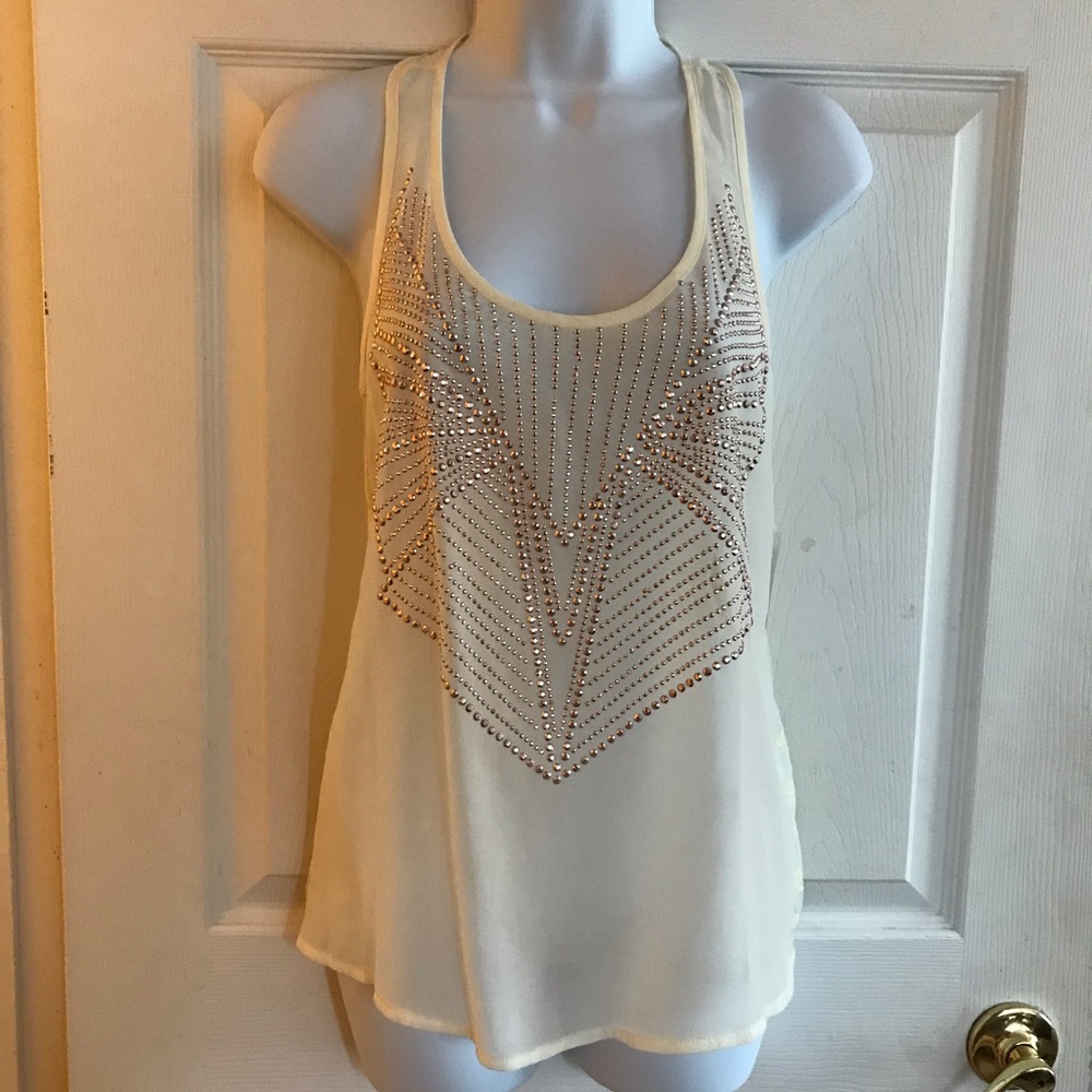 Charlotte Russe Sheer Gold Studded Top